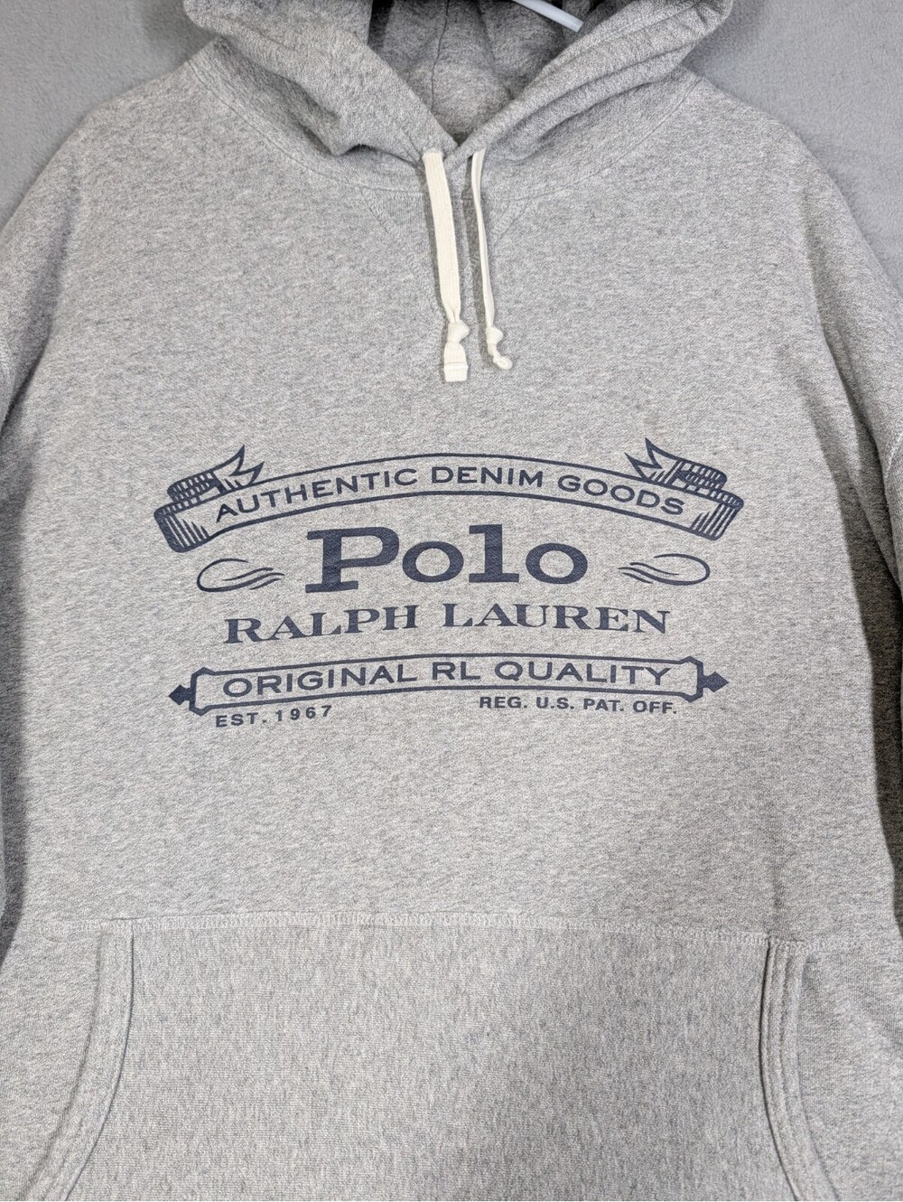 Polo Ralph Lauren Men 3XLTGray Authentic Denim Goods Big Tall Pullover Hoodie